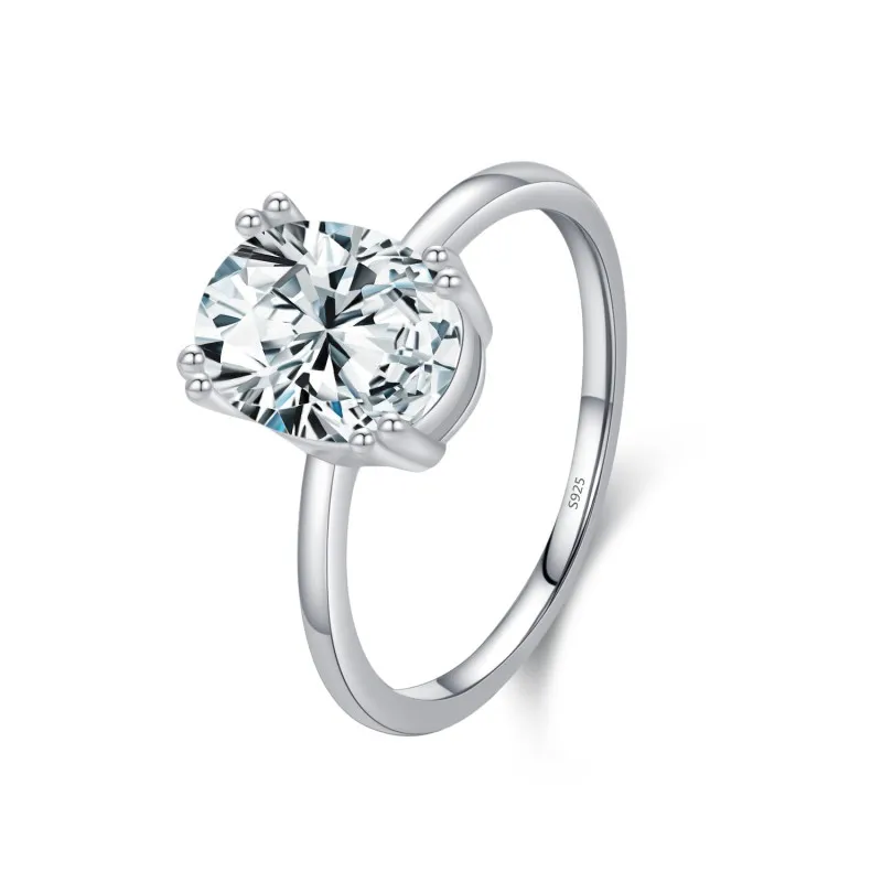 925 Sterling Silver Oval Solitaire CZ Ring 70100372
