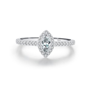 925 Sterling Silver Halo Zirconia Marquise CZ Ring 70100374