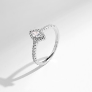 925 Sterling Silver Halo Zirconia Marquise CZ Ring 70100374