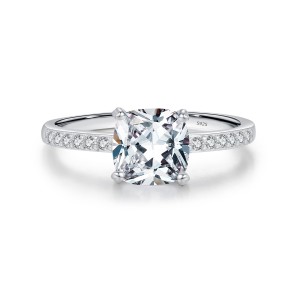 925 Sterling Silver Minimalist Cushion-Cut CZ Ring 70100376