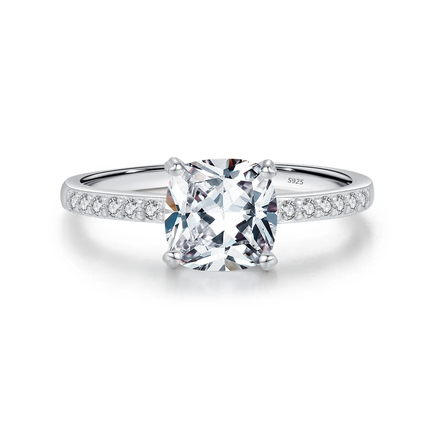 925 Sterling Silver Minimalist Cushion-Cut CZ Ring 70100376
