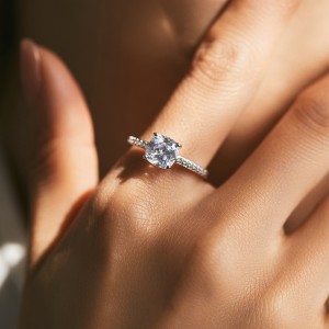 925 Sterling Silver Minimalist Cushion-Cut CZ Ring 70100376