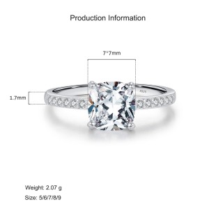 925 Sterling Silver Minimalist Cushion-Cut CZ Ring 70100376