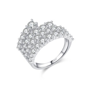 925 Sterling Silver Luxury Full Pave Zirconia Statement Ring 70100384