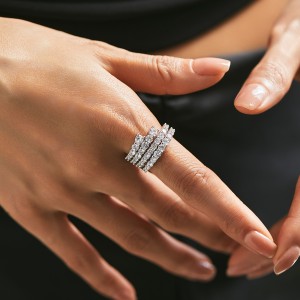 925 Sterling Silver Luxury Full Pave Zirconia Statement Ring 70100384
