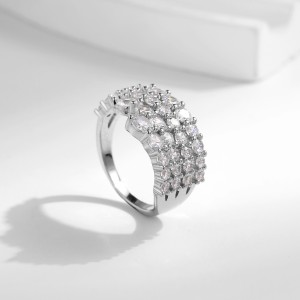925 Sterling Silver Luxury Full Pave Zirconia Statement Ring 70100384