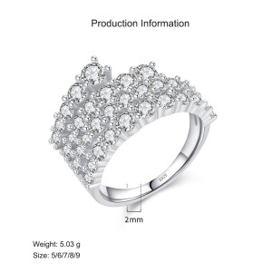 925 Sterling Silver Luxury Full Pave Zirconia Statement Ring 70100384