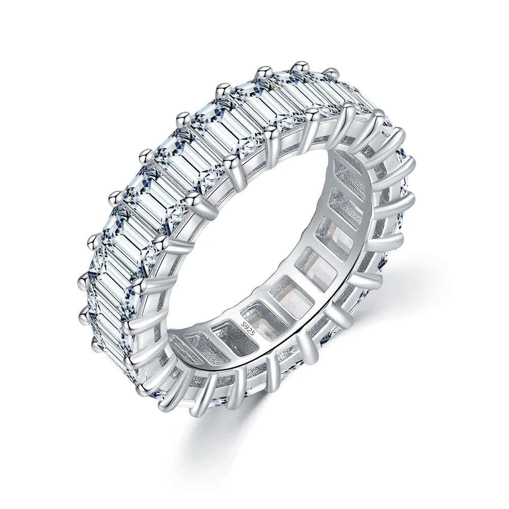 925 Sterling Silver High Carbon Diamond Zirconia Band Ring 70100386