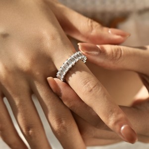 925 Sterling Silver High Carbon Diamond Zirconia Band Ring 70100386