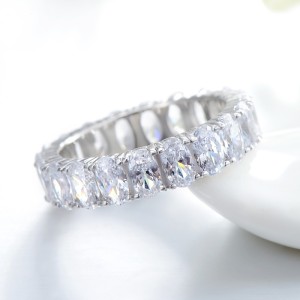 925 Sterling Silver Oval-Cut Full Zirconia Ring 70100389
