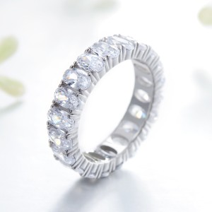 925 Sterling Silver Oval-Cut Full Zirconia Ring 70100389