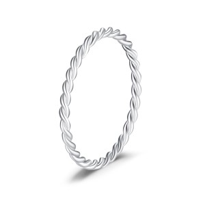 925 Sterling Silver Minimalist Twisted Rope Thin Ring 70100390