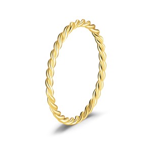 925 Sterling Silver Minimalist Twisted Rope Thin Ring 70100390