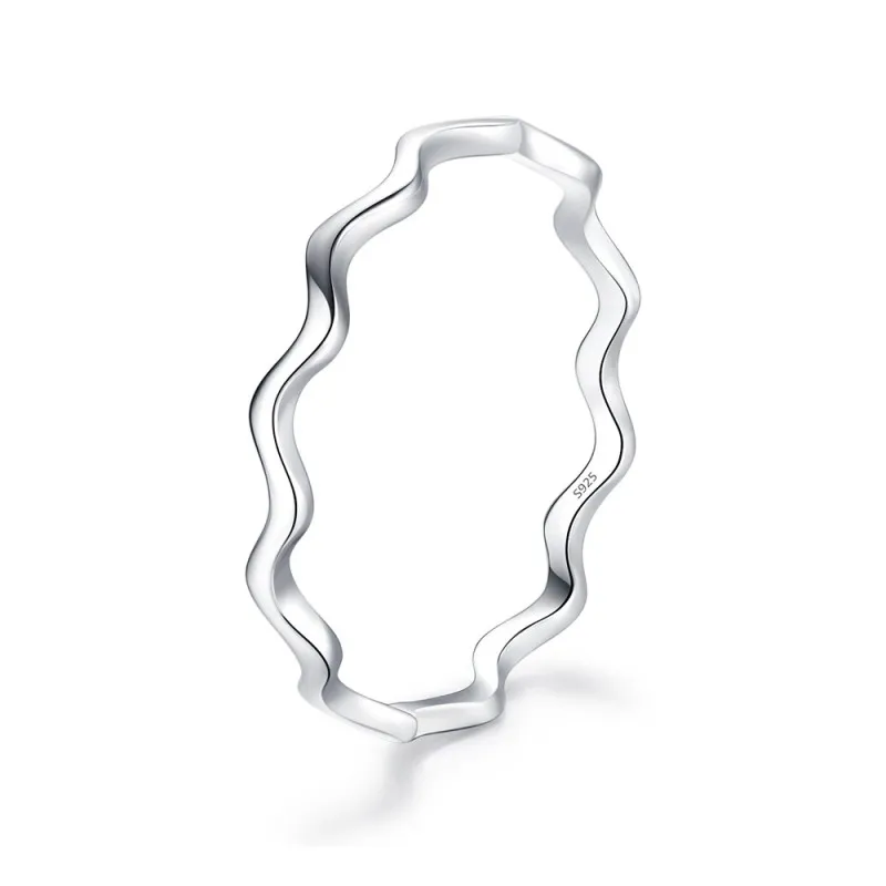 925 Sterling Silver Minimalist Curved Polished Line Ring 70100391