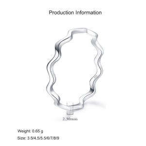 925 Sterling Silver Minimalist Curved Polished Line Ring 70100391