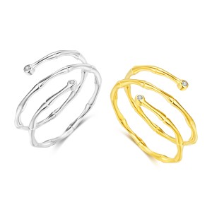S925 Bamboo-Inspired Multi-Line Adjustable Ring70100393