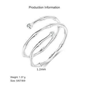 S925 Bamboo-Inspired Multi-Line Adjustable Ring70100393