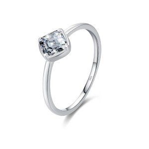 S925 Sterling Silver Minimalist Square Zirconia Ring 70100395