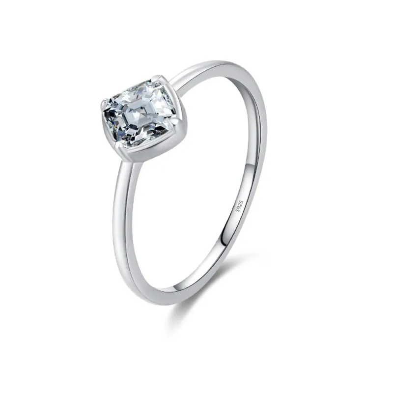 S925 Sterling Silver Minimalist Square Zirconia Ring 70100395
