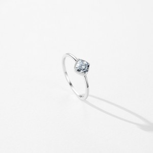 S925 Sterling Silver Minimalist Square Zirconia Ring 70100395