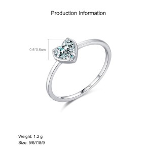 925 Sterling Silver Minimalist Heart Zirconia Ring 70100396
