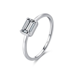 925 Sterling Silver White Zirconia Minimalist Ring 70100397