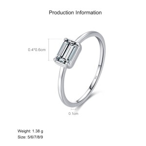925 Sterling Silver White Zirconia Minimalist Ring 70100397