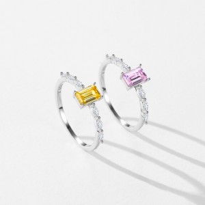 925 Sterling Silver Sugar Cube Zirconia Ring 70100398