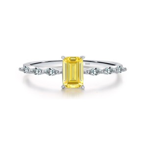 925 Sterling Silver Sugar Cube Zirconia Ring 70100398