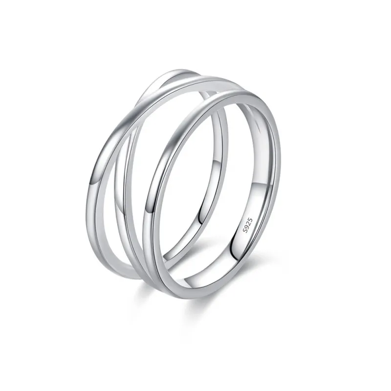 925 Sterling Silver Crisscross Stacking Statement Ring 70100399