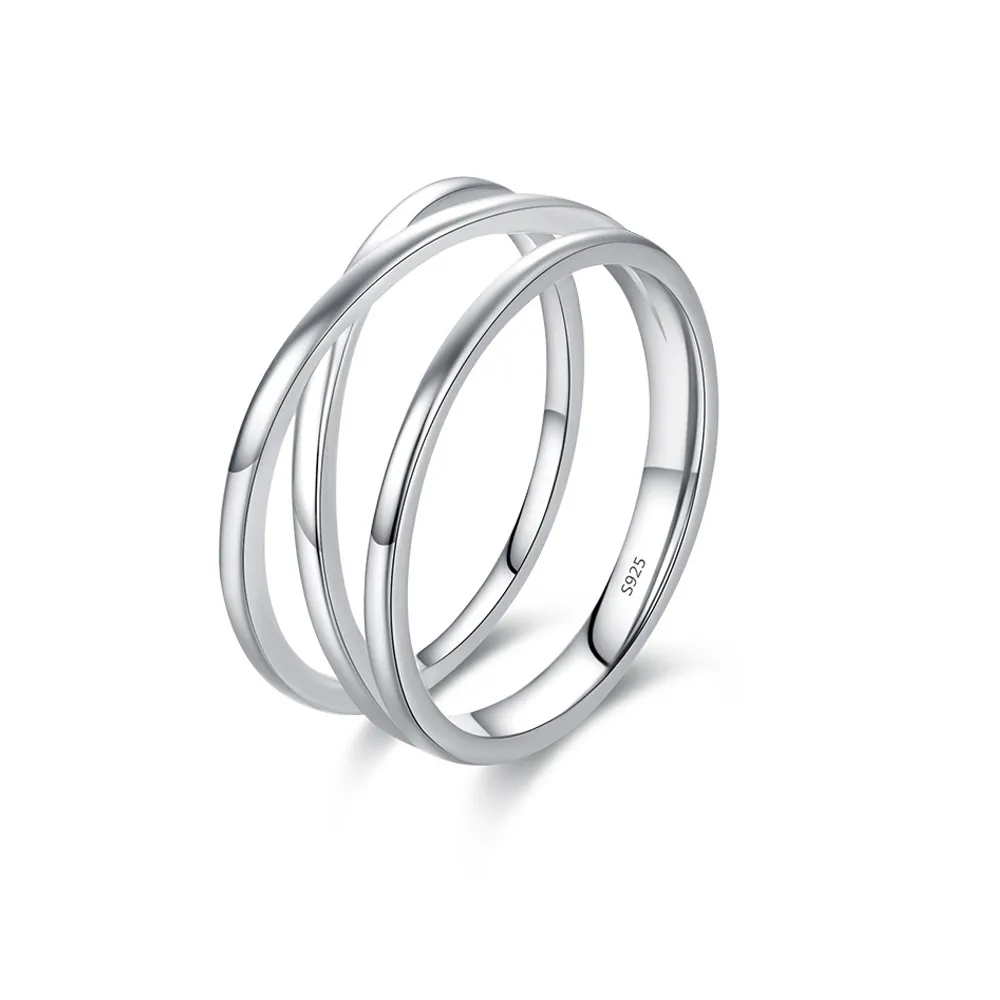 925 Sterling Silver Crisscross Stacking Statement Ring 70100399
