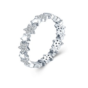 925 Sterling Silver Zirconia Star Band Ring 70100400