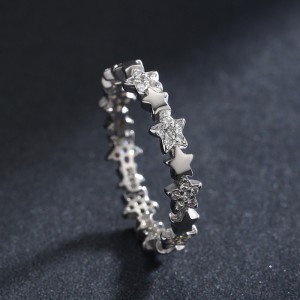 925 Sterling Silver Zirconia Star Band Ring 70100400