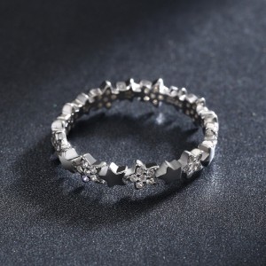 925 Sterling Silver Zirconia Star Band Ring 70100400