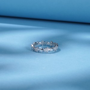 925 Sterling Silver Zirconia Star Band Ring 70100400