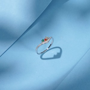 S925 Rainbow Zirconia Geometric Arrow Crown Ring 70100401