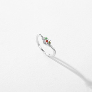S925 Rainbow Zirconia Geometric Arrow Crown Ring 70100401