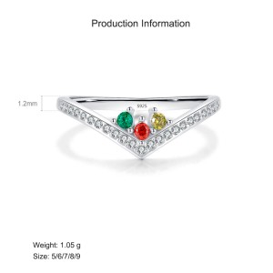 S925 Rainbow Zirconia Geometric Arrow Crown Ring 70100401