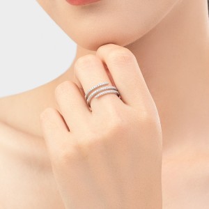 S925 Zirconia Sleek Lines Stacking Open Band Ring 70100402