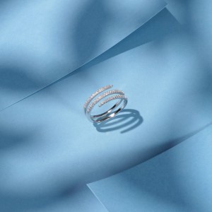 S925 Zirconia Sleek Lines Stacking Open Band Ring 70100402