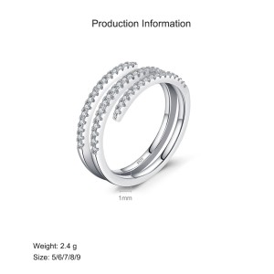 S925 Zirconia Sleek Lines Stacking Open Band Ring 70100402