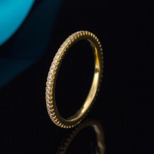 925 Sterling Silver 1.5mm Single Row Full Pave Zirconia Ring 70100403