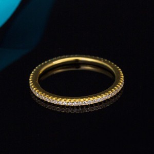 925 Sterling Silver 1.5mm Single Row Full Pave Zirconia Ring 70100403