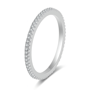 925 Sterling Silver 1.5mm Single Row Full Pave Zirconia Ring 70100403