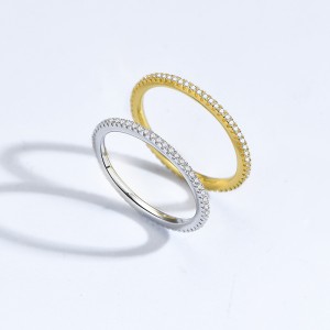 925 Sterling Silver 1.5mm Single Row Full Pave Zirconia Ring 70100403
