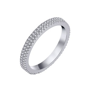 925 Sterling Silver 2.5mm Two Row Full Pave Zirconia Ring 70100404
