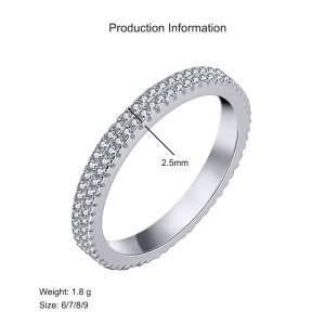 925 Sterling Silver 2.5mm Two Row Full Pave Zirconia Ring 70100404