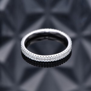 925 Sterling Silver 2.5mm Two Row Full Pave Zirconia Ring 70100404