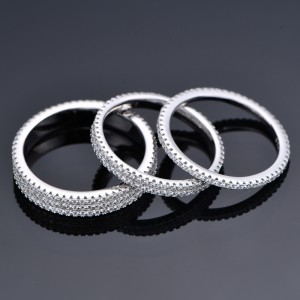 925 Sterling Silver 2.5mm Two Row Full Pave Zirconia Ring 70100404