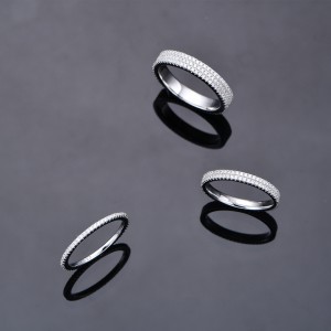 925 Sterling Silver 2.5mm Two Row Full Pave Zirconia Ring 70100404
